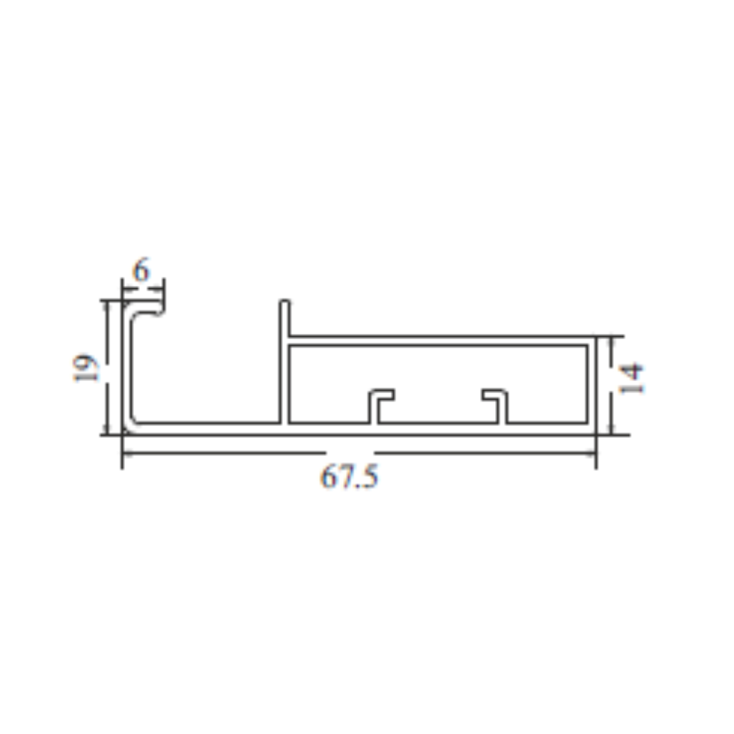 68mm Frame Less Handle Profile